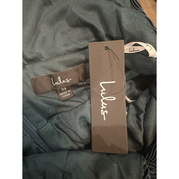 NWT Lulu’s Plisse Be Mine Teal Green Plisse Wide Leg Jumpsuit Size XS Lined Zip - Picture 8 of 16